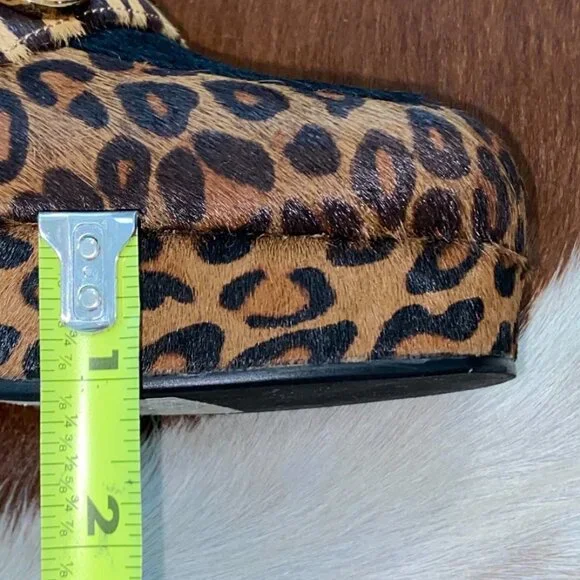 JEFFREY CAMPBELL Student Loafers Calf Hair Platform Leopard Cheetah Shoes 7.5 - Picture 9 of 10